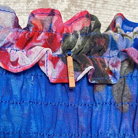 Misa Sabine Floral Tiered Skirt Mini Dress in Blue - Picture 4 of 5